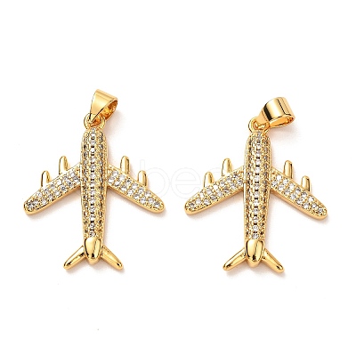 5Pcs Brass Micro Pave Clear Cubic Zirconia Pendants KK-SZ0005-80-1