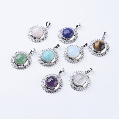 Natural & Synthetic Mixed Stone Pendants G-P352-C-1