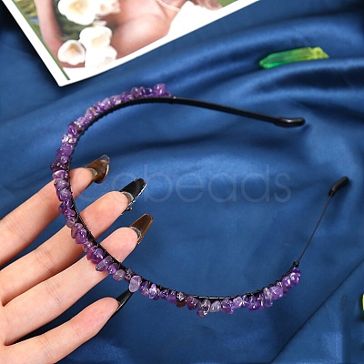 Natural Amethyst Hair Bands PW-WG3532A-11-1