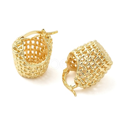 Hollow Basket Brass Hoop Earrings for Women EJEW-G399-03A-G-1
