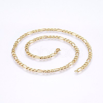 304 Stainless Steel Figaro Chain Necklaces MAK-L015-29B-1