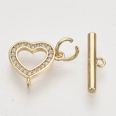 Brass Micro Pave Clear Cubic Zirconia Toggle Clasps KK-T054-13G-NF-1