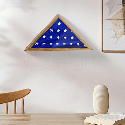 Triangle Wooden Wall Mounted Foldable Flag Cases CON-WH0125-09A-1