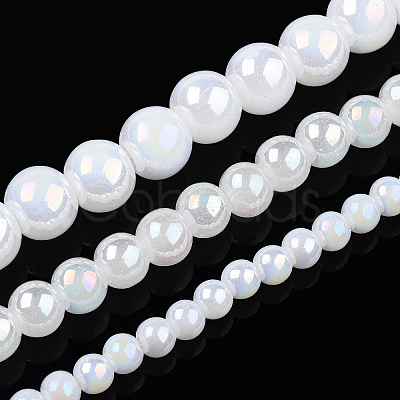 Electroplate Imitation Jade Glass Beads Strands GLAA-T032-J10mm-AB01-1