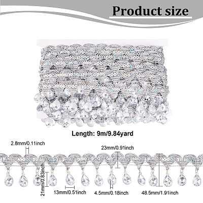 Polyester Tassel Lace Ribbon OCOR-WH0079-75D-1