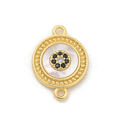 Brass Micro Pave Clear Cubic Zirconia Connector Charms KK-M303-04G-07-1