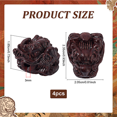 4Pcs Wood Beads WOOD-PH0003-90E-1