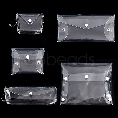 5Pcs 5 Styles Rectangle Transparent PVC Cosmetic Pouches AJEW-FG0004-33-1