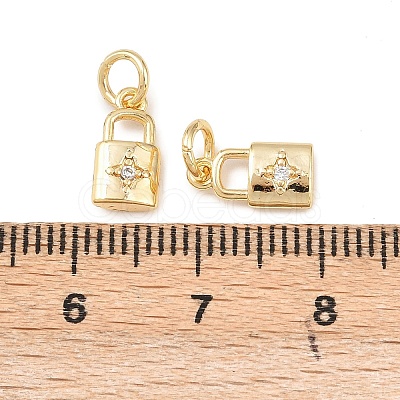 Brass Micro Pave Clear Cubic Zirconia Pendants KK-G544-08G-03-1