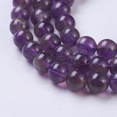 Natural Amethyst Round Beads Strands G-N0120-11A-6mm-1