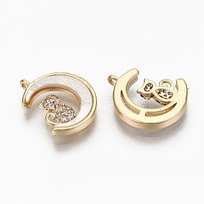 Brass Micro Pave Clear Cubic Zirconia Charms KK-R117-005-NF-1