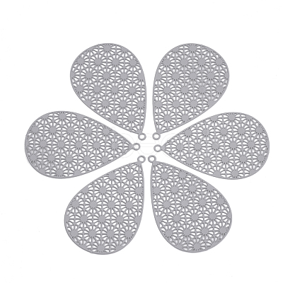 430 Stainless Steel Filigree Pendants X-STAS-S108-25A-01-1