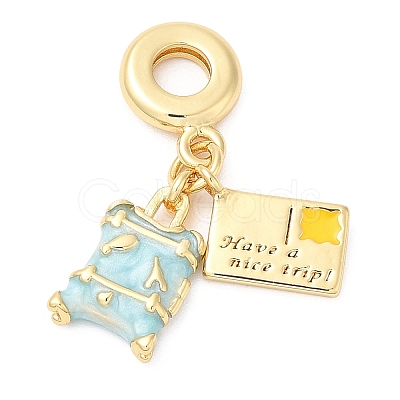 Brass Enamel European Dangle Charms KK-D027-13G-1