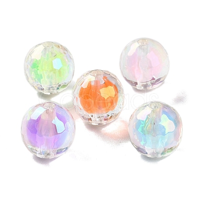 UV Plating Rainbow Iridescent Acrylic Beads OACR-H112-16B-1