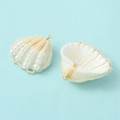 Natural Shell Pendants PALLOY-MZ01366-1