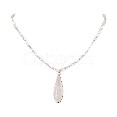 Shell Pearl Beaded Necklaces for Women NJEW-JN04980-1