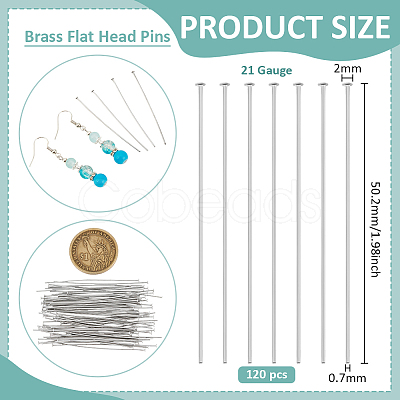 120Pcs Brass Flat Head Pins FIND-BC0019-23P-1