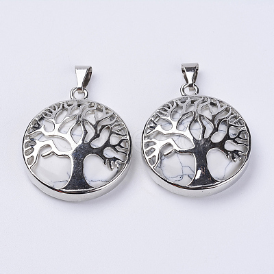 Natural Howlite Pendants G-P350-D11-1