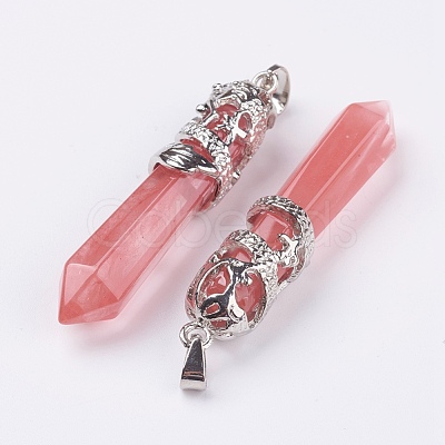 Watermelon Stone Glass Big Pointed Pendants G-G738-A-11-1