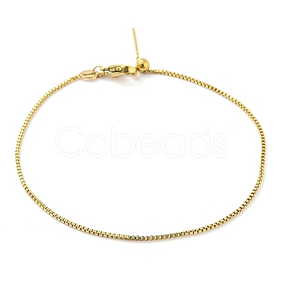 304 Stainless Steel Add a Bead Adjustable Box Chains Bracelets for Women BJEW-M307-01A-G-1
