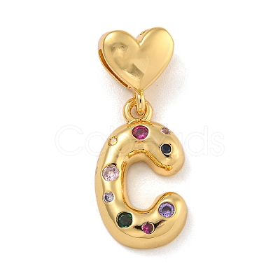 Brass Micro Pave Colorful Cubic Zirconia Pendants KK-P281-01G-C-1