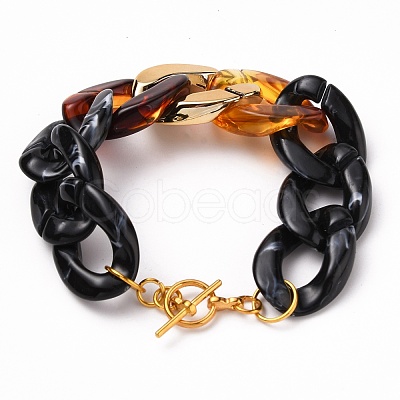 Acrylic Cuban Link Chain Bracelets BJEW-JB05659-1