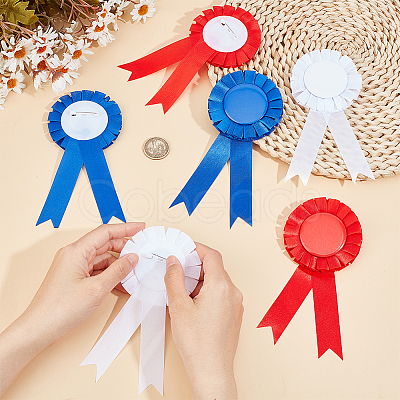 24Pcs 3 Colors Award Ribbon Shape Tinplate Badge Pins JEWB-CP0001-28-1