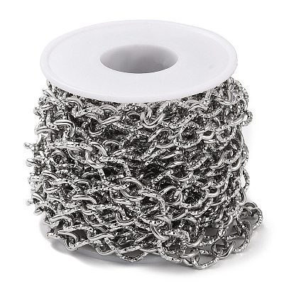 Tarnish Resistant 304 Stainless Steel Textured Twist Oval Link Chains CHS-G027-05P-1