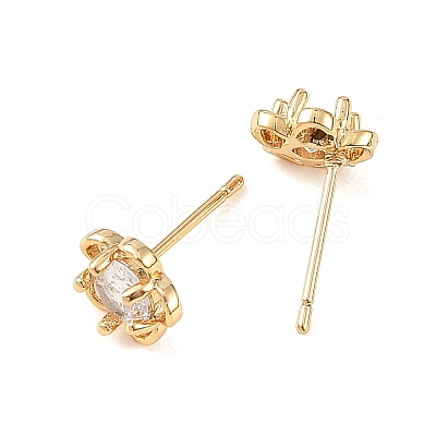 SHEGRACE Brass Micro Pave Cubic Zirconia Stud Earrings XGRQ4N806-721G-1