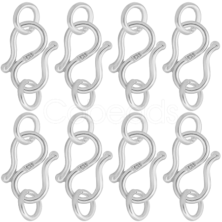 8Pcs 925 Sterling Silver S Shape Clasps STER-SC0001-18-1