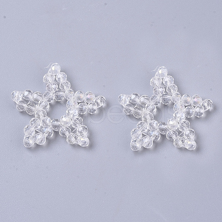 Plating Acrylic Woven Beads PACR-R247-02C-1