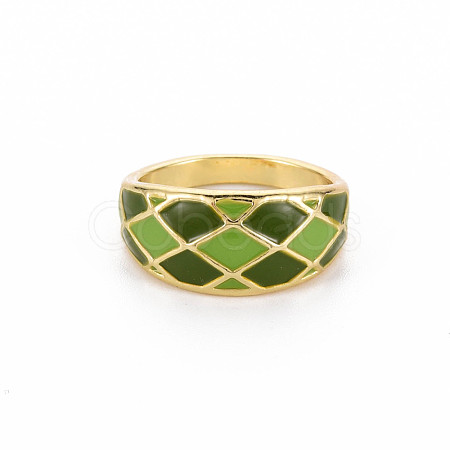 Rack Plating Light Gold Alloy Enamel Wide Band Rings RJEW-Q163-005-RS-1