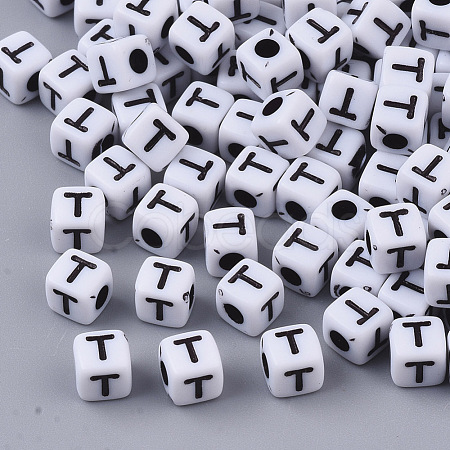 White Opaque Acrylic Beads MACR-R869-02T-1