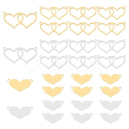 24Pcs 4 Styles Valentine's Day 304 Stainless Steel Connector Charms STAS-DC0011-68-1