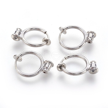 Brass Clip-on Hoop Earrings KK-L168-04P-1