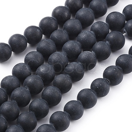Natural Black Obsidian Beads Strands G-F662-01-8mm-1