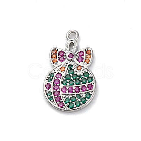 Christmas Series Brass Micro Pave Cubic Zirconia Pendants KK-Q010-01P-04A-1