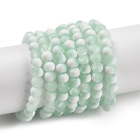 Frosted Crackle Glass Beads Strands GLAA-U001-4mm-M01-1