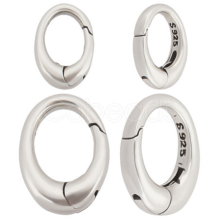 2Pcs 2 Size 925 Sterling Silver Spring Gate Rings STER-BBC0001-75-1