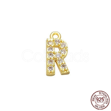 Real 18K Gold Plated 925 Sterling Silver Micro Pave Clear Cubic Zirconia Charms STER-P054-10G-R-1