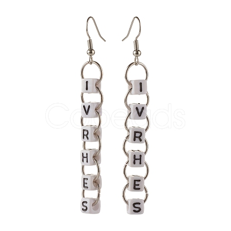 Word Ivrhes Long Brass Dangle Earrings for Women EJEW-JE04753-1