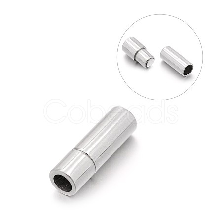 Tarnish Resistant Smooth 304 Stainless Steel Column Magnetic Clasps with Glue-in Ends STAS-E089-12A-1