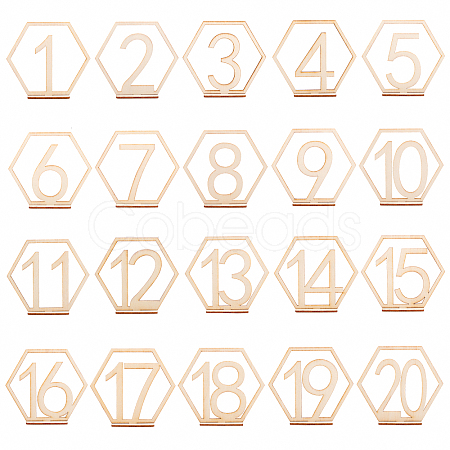 Wood Table Numbers Cards AJEW-PH0016-59-1