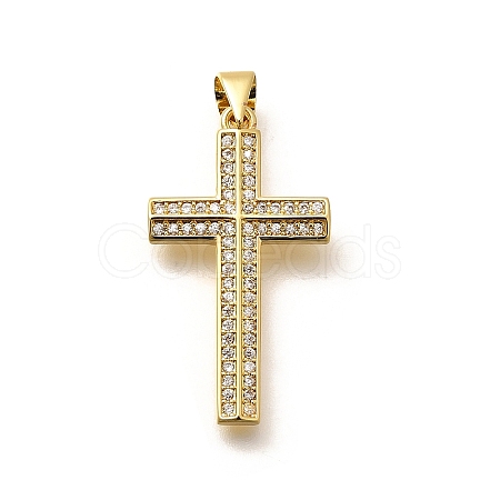 Rack Plating Brass Micro Pave Cubic Zirconia Pendants KK-L226-005G-03-1