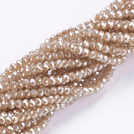 Electroplate Glass Beads Strands GLAA-F078-PL10-1