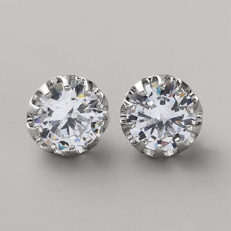 Brass Clear Cubic Zirconia Cufflinks BUTT-WH0012-18P-1