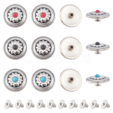 Ahandmaker 18 Set 3 Colors Alloy & Turquoise Craft Solid Screw Rivet FIND-GA0001-88-1