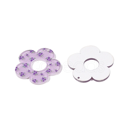 Flower Theme Printed Acrylic Pendants OACR-T028-06C-1