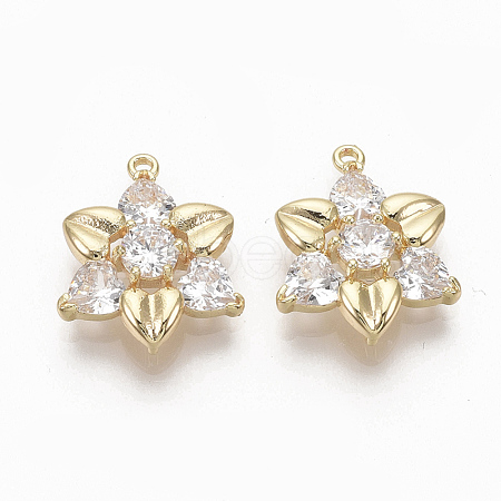 Brass Clear Cubic Zirconia Links ZIRC-Q021-040G-NF-1