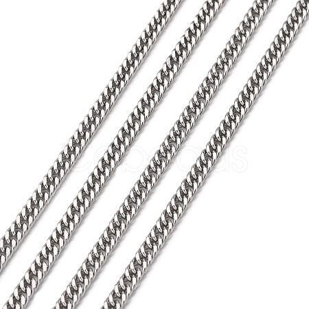 Tarnish Resistant Men's Jewelry Making 304 Stainless Steel Double Link Curb Chains CHS-A003C-0.8mm-1